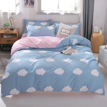 

Solstice Home Textile Gray Blue Cloud Duvet Cover Pillowcase Flat Sheet Kid Teen Bedding Set Boy Girl Bed Linen King Twin 3/4Pcs