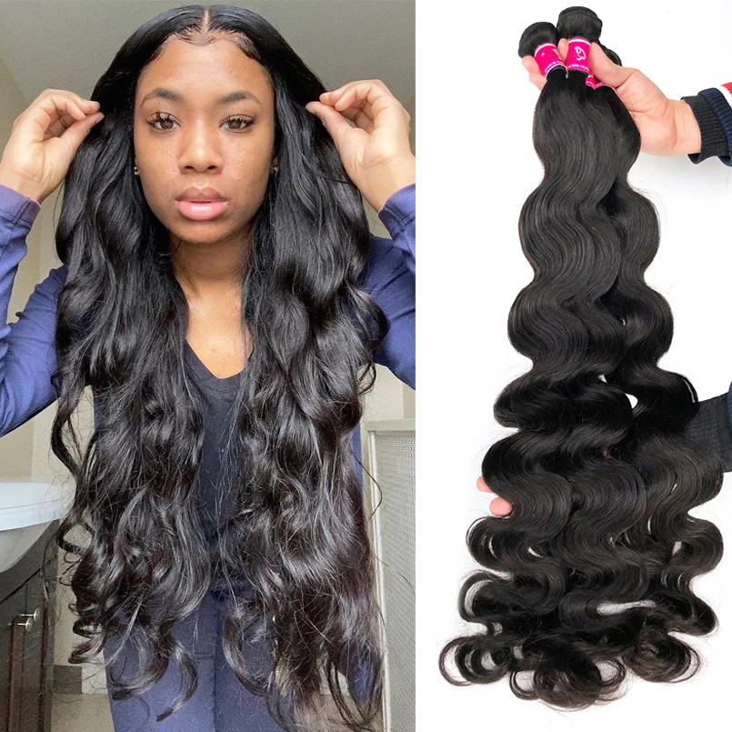 Brazilian Hair Weave Human Hair Bundles Weave 1/3/4 Body Wave Bundles 28 30 32 34 38 Inch Remy Virgin Extensions Missblue