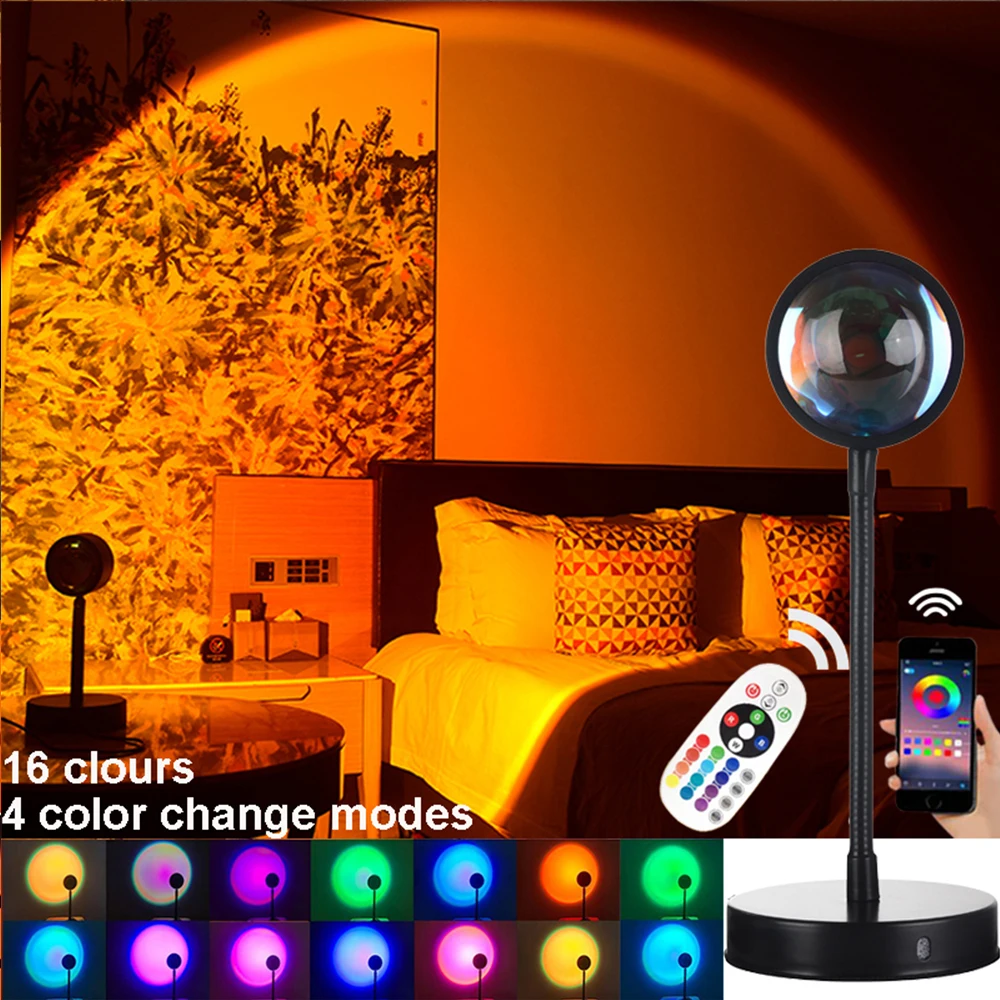 night lamp for bedroom wall Smart Bluetooth Sunset Projection Lamp Sunset Projector Night Light APP Remote Led Lights for Room Decoration Photography Gifts holiday nights of lights