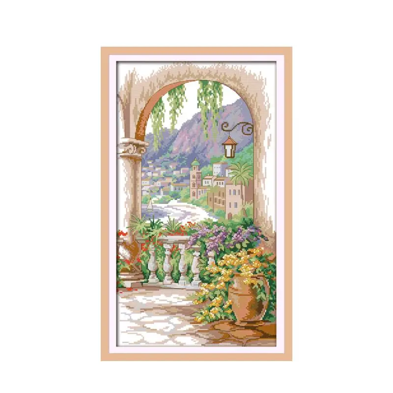 Декорации для двора (2) Набор вышивки крестиком lanscape garden 14ct 11ct Печать холст