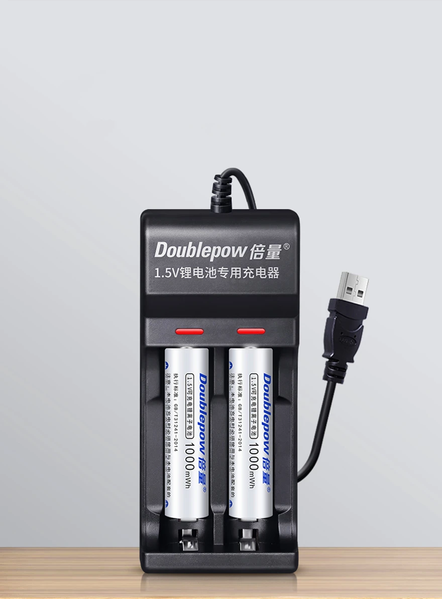 2PCS large capacity 1.5v AAA 1000mWh rechargeable battery constant voltage fast charge lithium +2 slot USB smart charger | Электроника