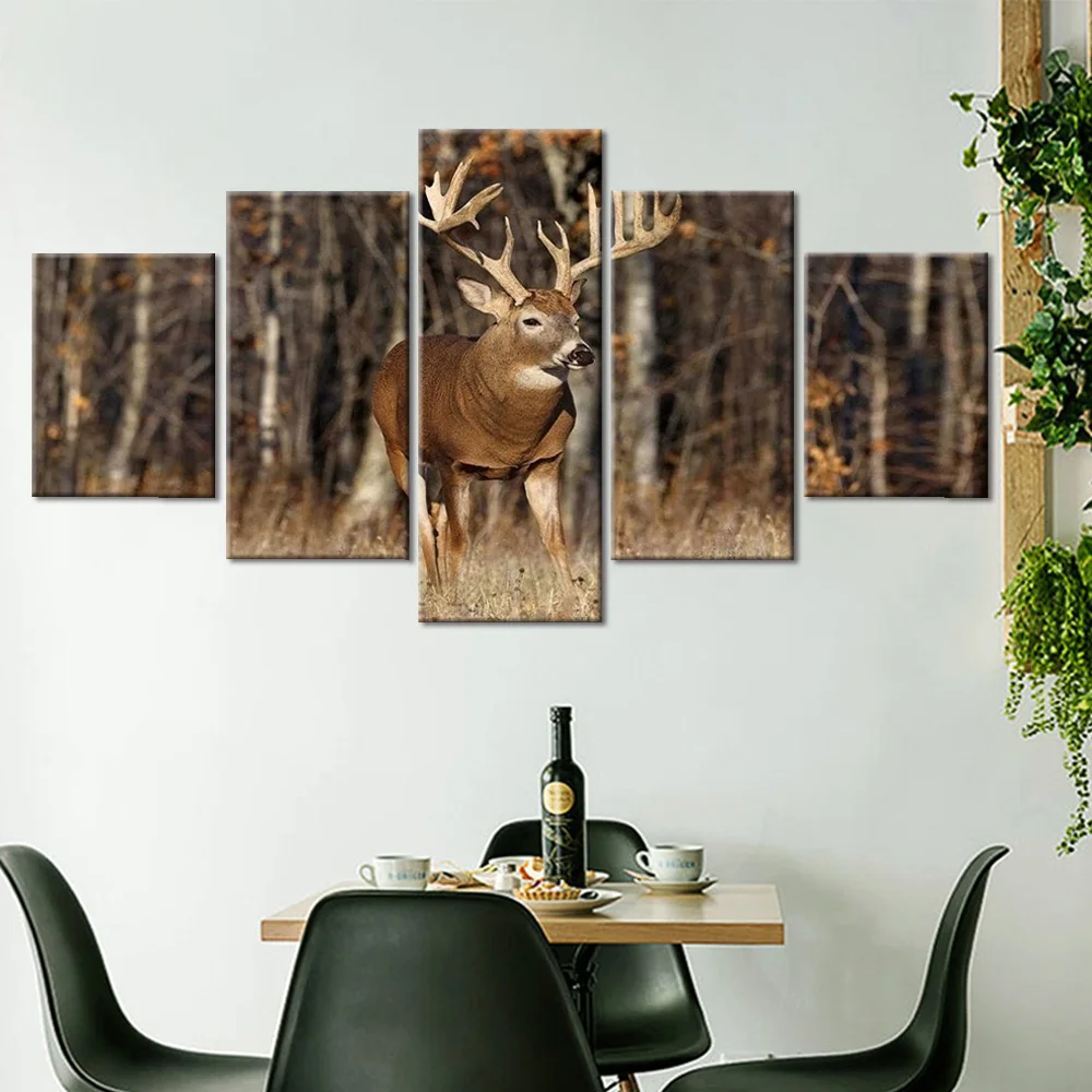 Art Pictures HD Prints Canvas Wall 5 Piece Animal deer Paintings Home Decor Posters Framework | Дом и сад