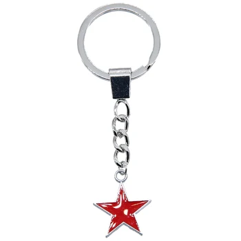 

1Pcs key chain polished jewelry key ring red five-pointed star key chain car key chain unisex