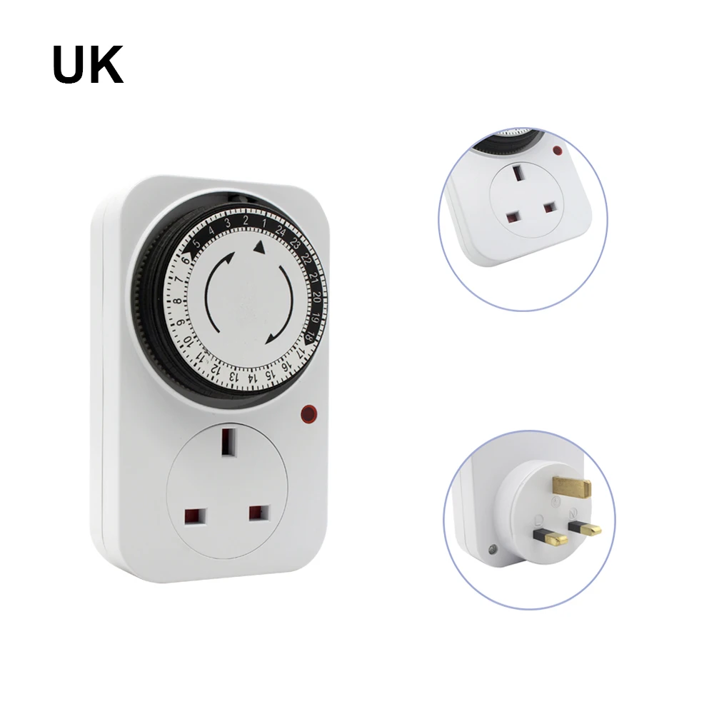 ManHua 24 Hour Programmable Mechanical Timer Switch Universal Socket TimerTG14,TG44 220V 16A Europe Plug EU UK plug 4