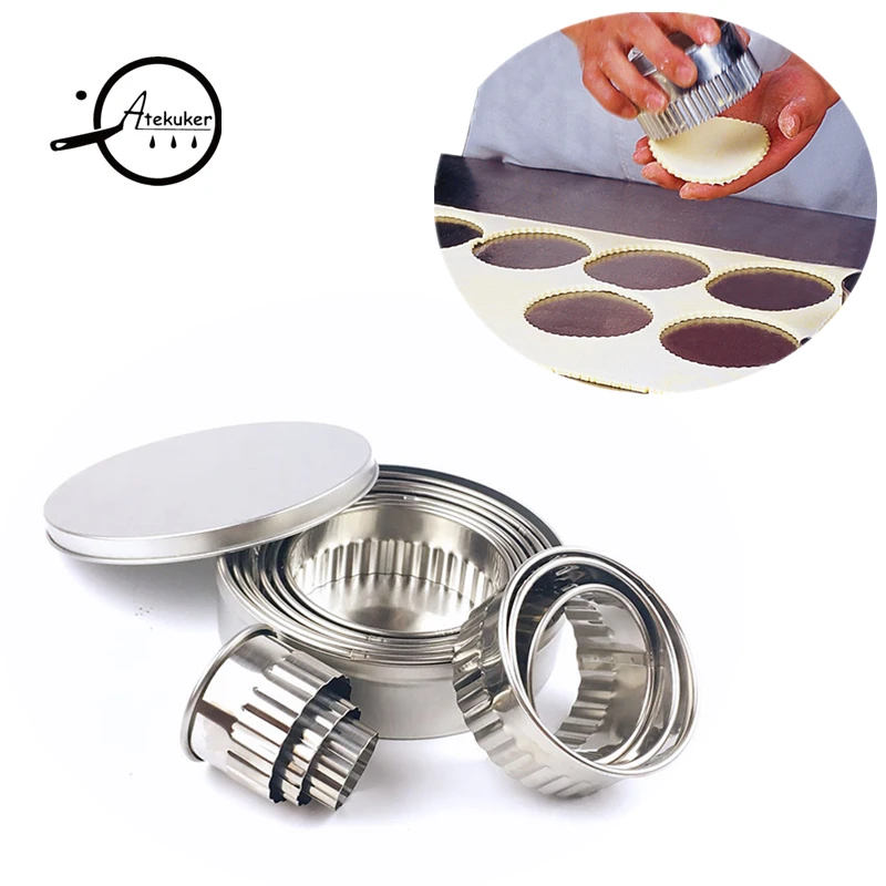 

Atekuker 12Pcs 304 Stainless Steel Round Cookie Cutter For Baking Dumpling Cutters Sets Cake Pastry Tools Biscuit Cutter Molds