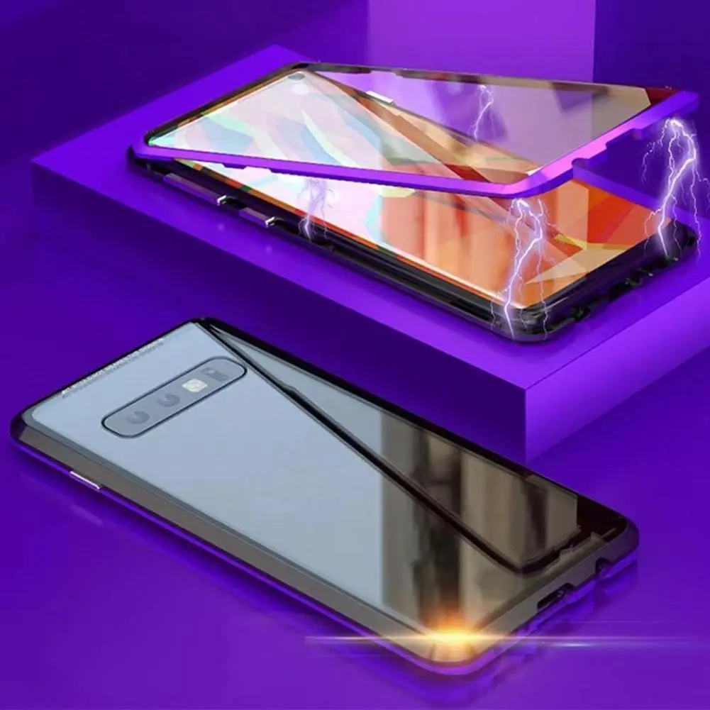 Samsung Galaxy Note 10/10 Plus Магнитный чехол для мобильного телефона с металлической задней магнитной рамкой прозрачный чехол из закаленного стекла
