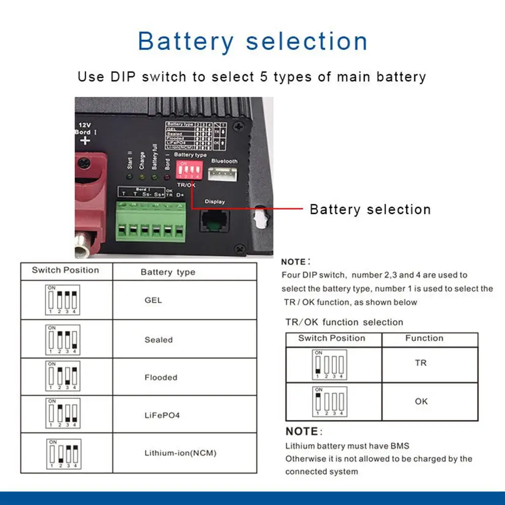 12V/30A DC to DC Charger with Blue-tooth Automatic Smart Battery Chargers for lithium battery lead-acid gel open battery
