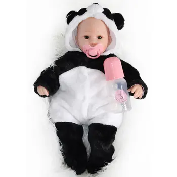 

45cm Baby Doll Newborn Panda Clothes Realistic Soft Silicone Lifelike Reborn Dolls With Nipple For Children Child Gifts