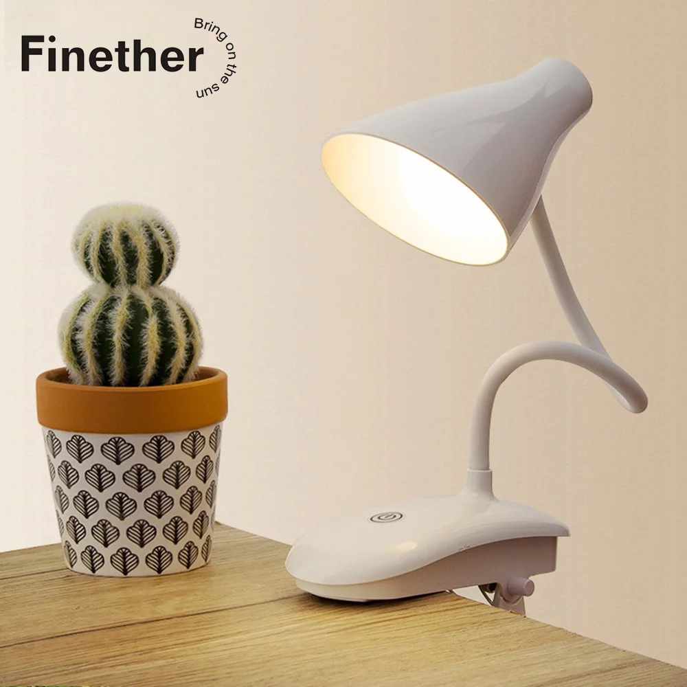 Finether Led Клип настольная лампа USB перезаряжаемая 1200 мАч батарея Lampara De Mesa Luminaria настольная лампа офисный свет