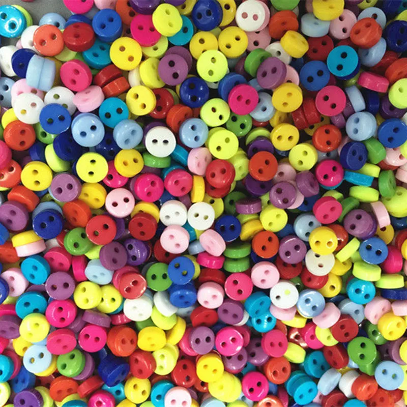 DIY 400 шт. мини Стиль разноцветные пуговицы из смолы с 2 отверстиями шитье/6 мм - Цвет: Circular