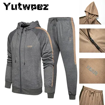 

Fashion Tracksuits Men's Clothing Autumn New Hoodies for Men Zipper Streetwear + Pants Mens pullover Sweatshirs Moletom 2020