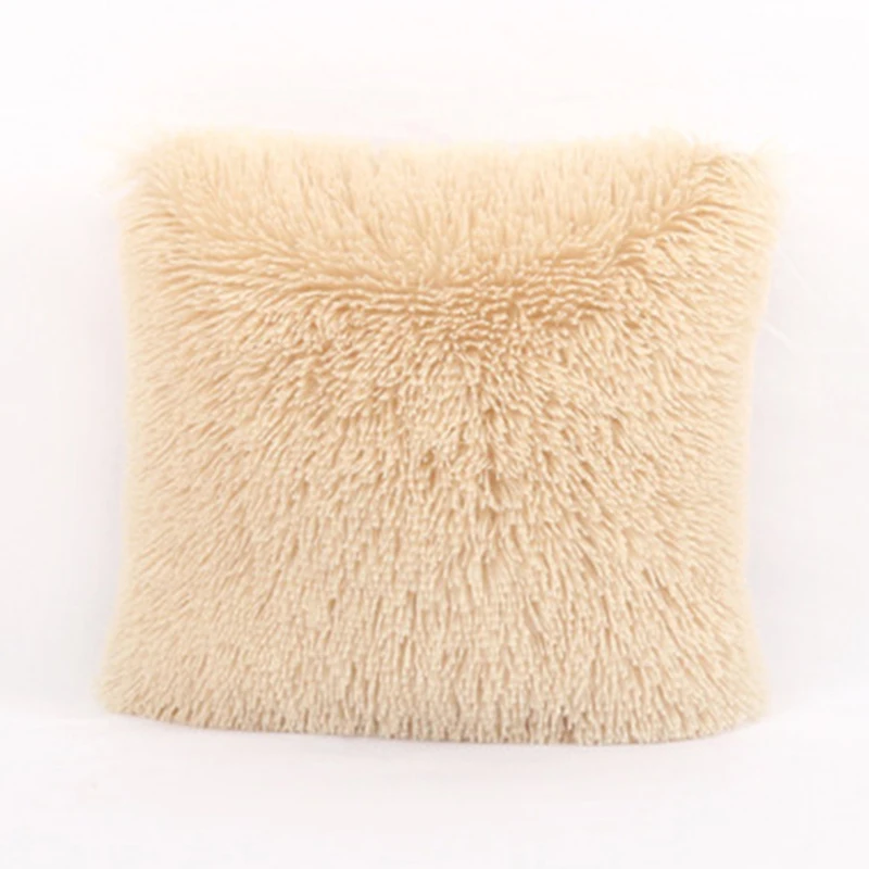 Beige Пушистый чехол для дивана из искусственного меха, уютный плюшевый чехол для подушки, декор для спальни - Цвет: Beige