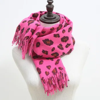 

Lady Leopard Long Scarf Winter Warm Blanket Scarf Soft Cashmere Thicken Long Tassel Scarves For Women Poncho Muffler Neckerchief