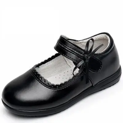 Новинка года; кожаные туфли принцессы для девочек; черные модельные детские туфли; школьные туфли на плоской подошве; дышащие вечерние туфли принцессы для танцев - Цвет: Black