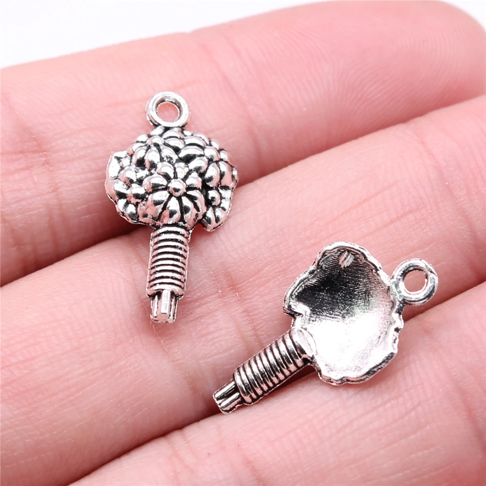 

150pcs 22x11mm Flowers Charms Wholesale For Jewelry Making Antique Silver Color Pendant Charms Wholesale Jewelry Accessories