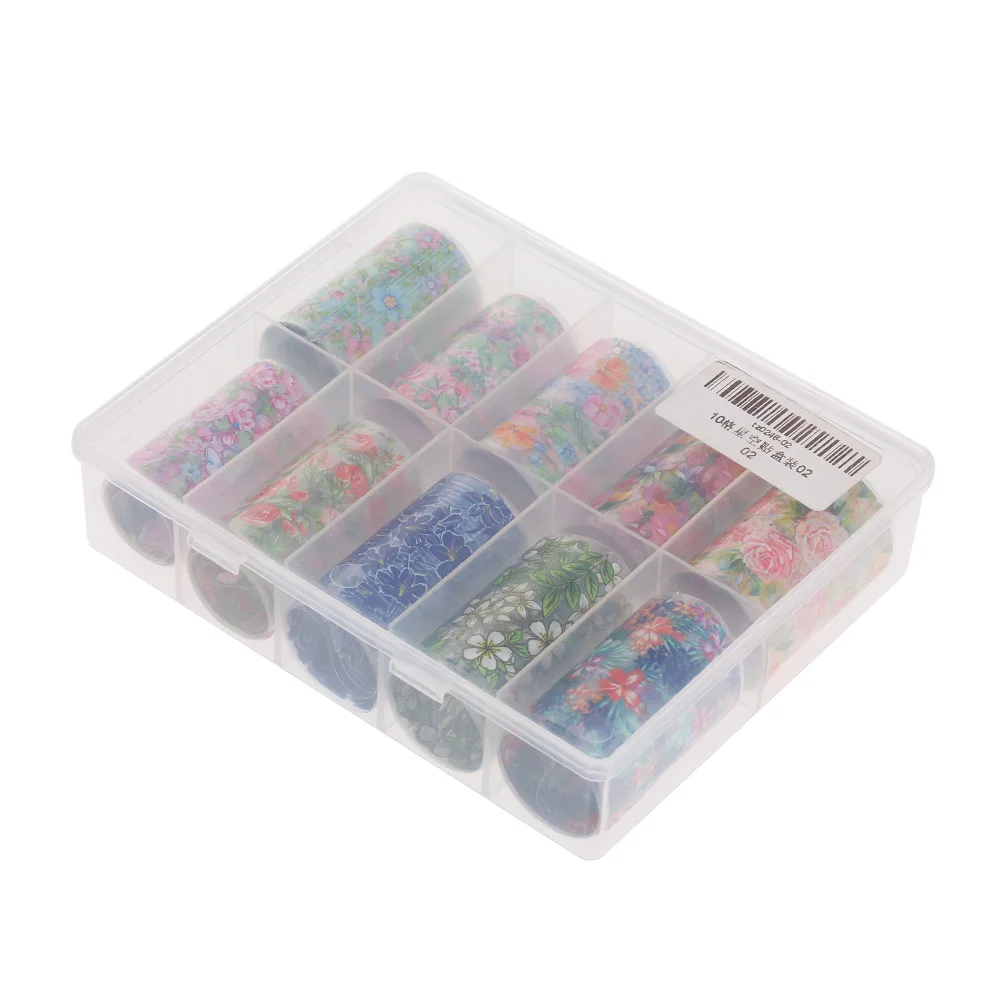 10 Rolls/set Nail Foil Polish Stickers Mix Rose Flower Foil Nails Decal for Nail Art Decoration Manicure Nail Art Accessories