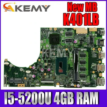 شراءAkemy K401LB اللوحة الأم ل ASUS K401L K401LB K401LX الكمبيوتر المحمول اللوحة الرئيسية اختبار OK GT940M/2G I5-5200U 4GB RAM