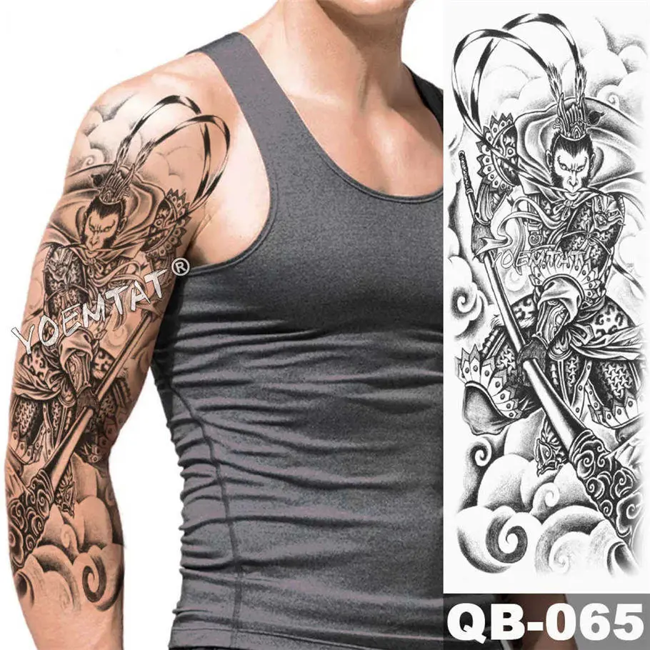 Большие Татуировки на руку Дракон Будда Prajna Водонепроницаемая Временная подделка тату наклейка череп японские мужчины женщины полный Тотем Татто - Цвет: 07-QB--065