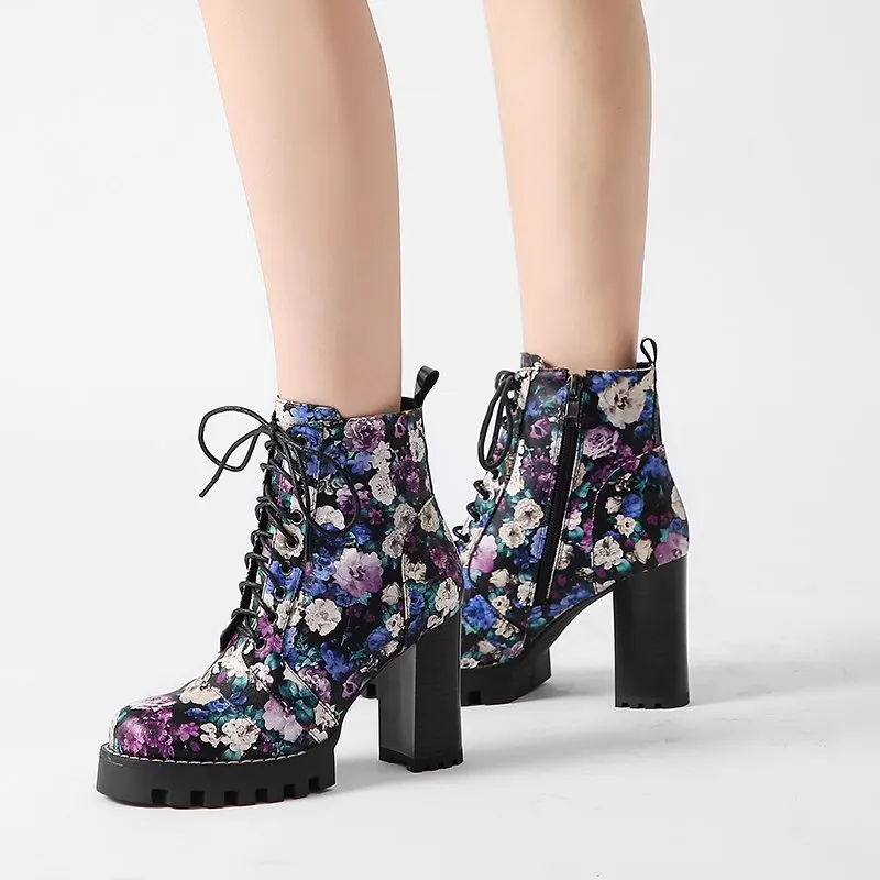 MORAZORA New arrive quality printed women boots winter autumn boots high heel fashion platform ankle boots women shoes
