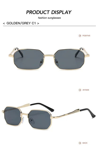 Narrow Rectangular Sunglasses For Men And Women Metal Frame_voghion.com