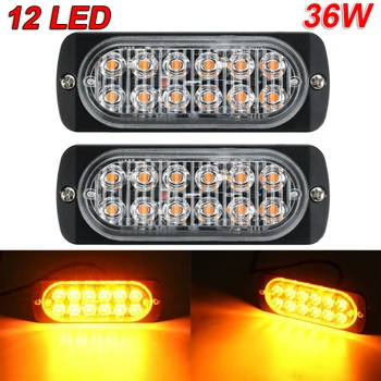 

12 LED Bright lights Car Amber Auto Strobe Beacon Hazard Warning Truck