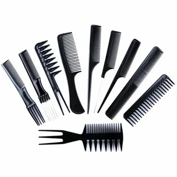 

10-Piece Set Hairdressing Comb Hairdressing Comb Massage Comb Straight Hair Comb Environmental Plastic Hair Cutting Comb