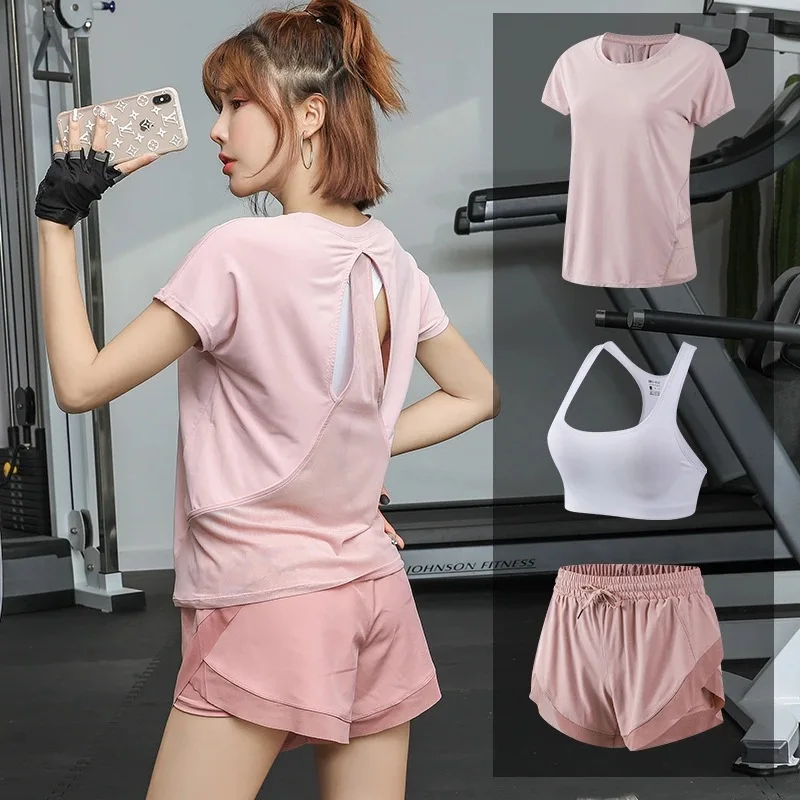 

Summer New Products Yoga Camisole Shorts Three-piece Set Running Sports Set Quick-Drying Online Celebrity Gym Clothes Loose