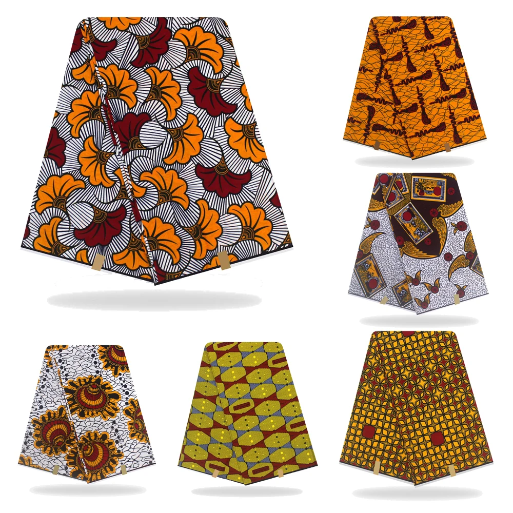 

african dresses wax fabric veritable soft 100% cotton 6 yards/pcs guarantee real wax for patchwork sewing dresses fabric