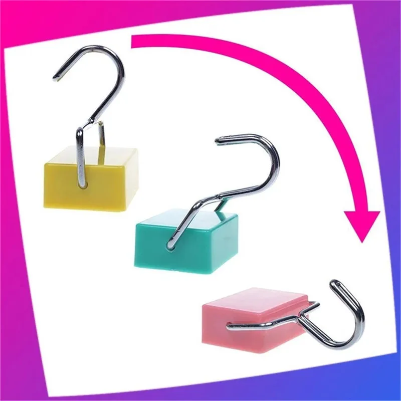 180° Magnetic Hooks With Stickers Set Powerful Strong for Refrigerator Hanger Reusable Strong Magnetic Hooks 40DEC2402