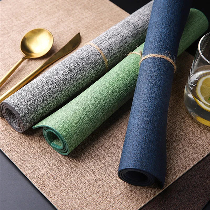 4pcs 43*30cm Anti Skid Rectangle PU Table Placemat Waterproof Restaurant Cafe Tableware Heat Resistant Dining Decoration P10 | Дом и сад