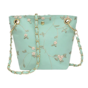 

Beach Lace Embroidered Bucket Bag Square Crossbody Bag Embroidered Wild Shoulder Bag Handbag Shopping Bag