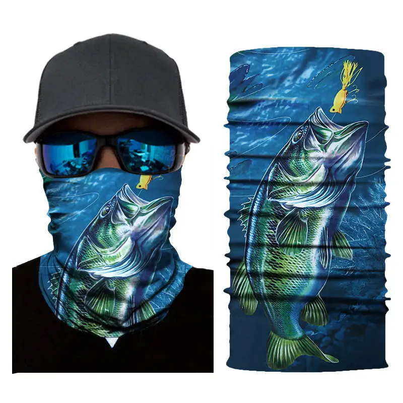 1 шт. маска для лица рыбий принт Балаклава Крышка головы Рыбалка Велоспорт Открытый лицо маска на голову повязка для волос шарф-капюшон