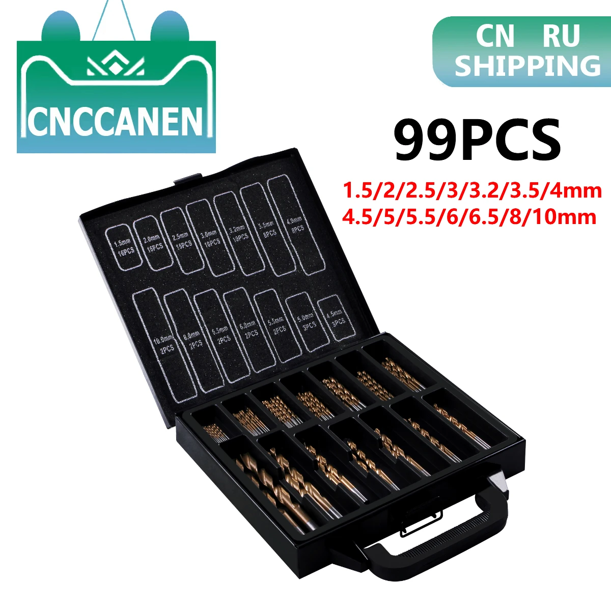 99PC Twist Drill Bit Set Saw Set HSS High Steel Titanium Coated Drill Woodworkin Tool 1.5-10mm For Drilling Metal DIY Home Use