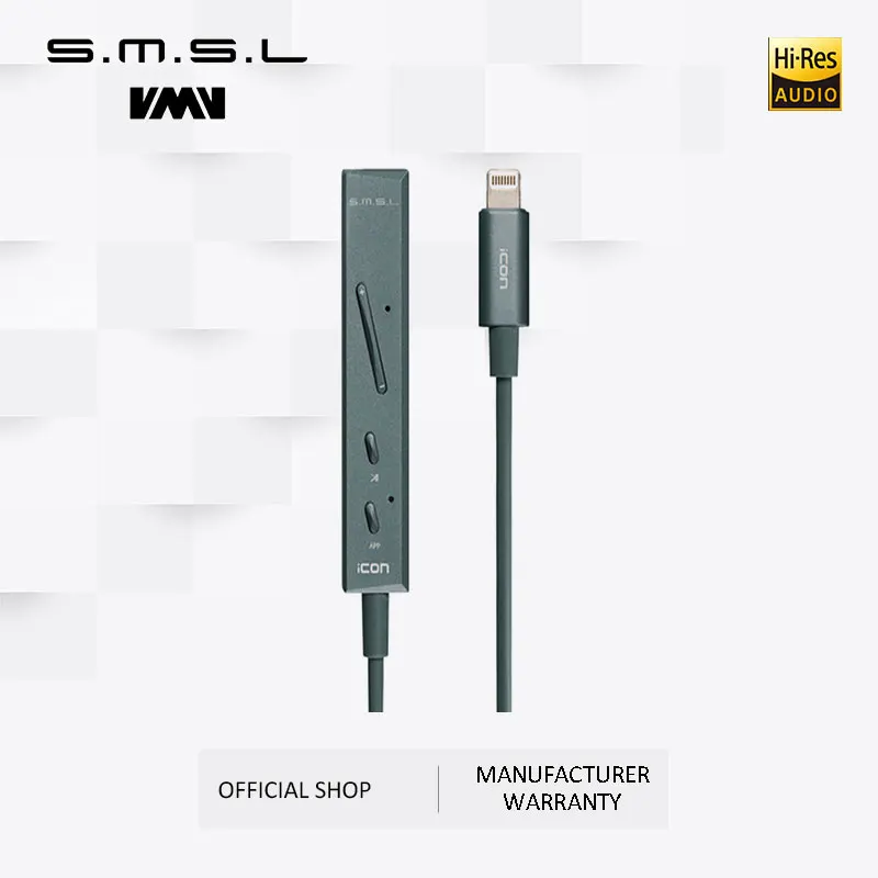SMSL ICON I2 Headphone Input Lightning Amplifier DAC HI FI Audio Decoder Portable Connector Built in Microphone for iPhone IOS