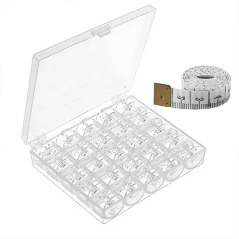 

25 Pcs Plastic Sewing Machine Bobbins with Case and Measuring Tape for Brother Singer Babylock Janome Kenmore