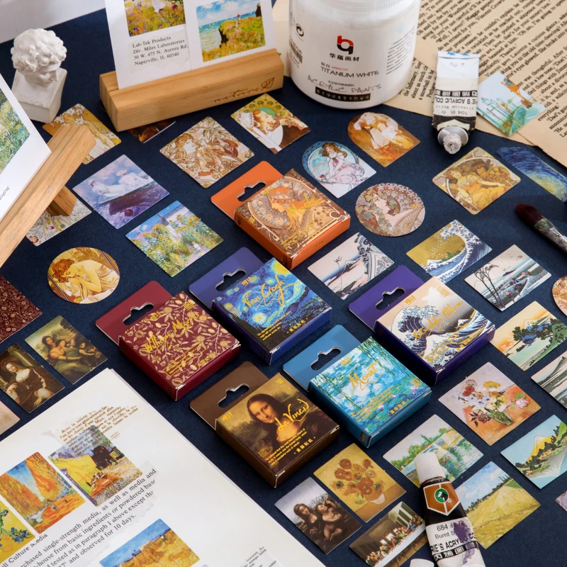 

45pcs/lot Van Gogh Famous paintings Mini Box Stickers Vintage Paper Stationery Sticker Set For Diy Scrapbook Card Making Craft