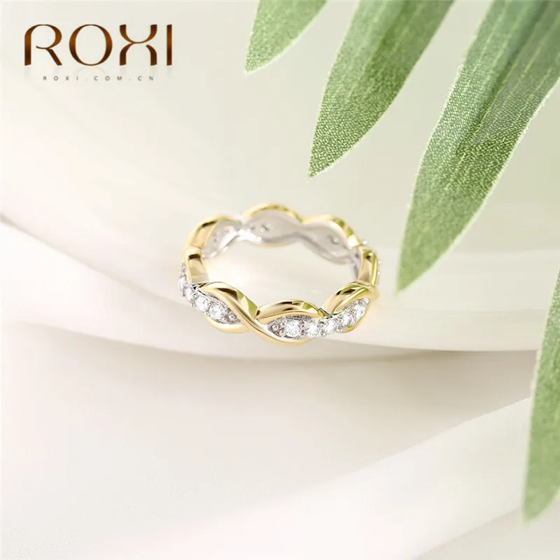 ROXI Мода CZ вечность, бесконечный любовь кольцо изящный золотой цвет разделения обручальные кольца для женщин 8 форма горный хрусталь палец кольца