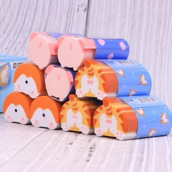 

30 pcs/lot Creative Dog Cat Butt Sliced Eraser Cute Writing Drawing Rubber Pencil Erasers Stationery Kids Gifts school suppies