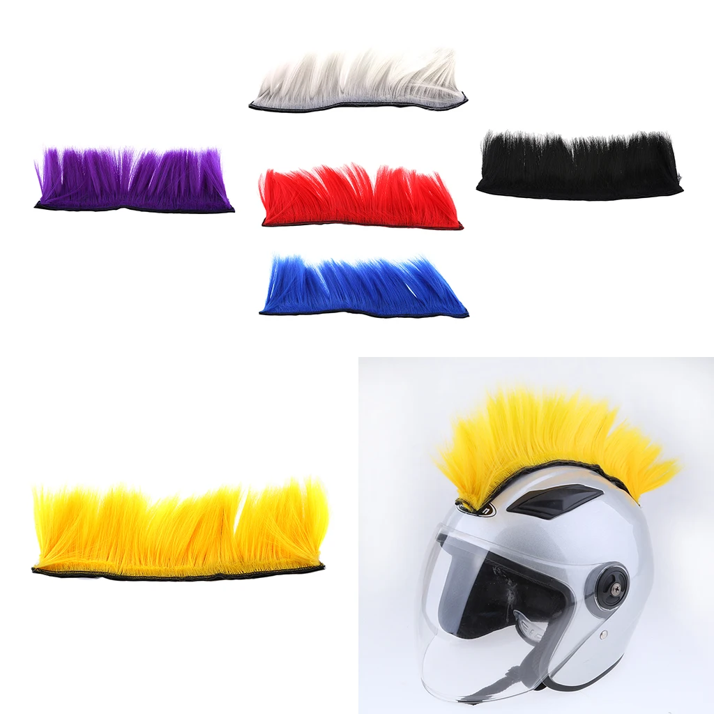 Motorcycle Adhesive Helmet Mohawk Hair Patches Skinhead Costumes Wig