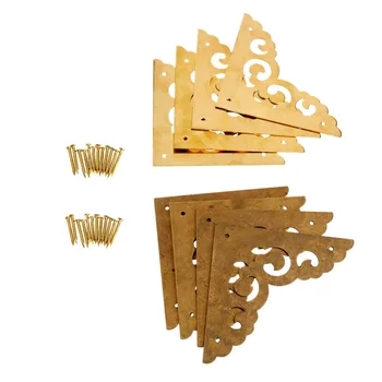

4Pcs Antique Jewelry Box Wood Case Decorative Feet Leg Corner Protector Brass Decorative Corner Bracket Furniture Hardware 65mm