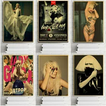Cartel de estrellas femeninas de cantante de música, cartel de Gaga para mujer, Papel Kraft Retro, impresión en Barra de casa, pinturas decorativas de pared, póster Vintage