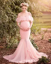 Falbala платья для беременных высокого качества длинные платья для беременных для фотосессии с открытыми плечами платье для беременных Одежда