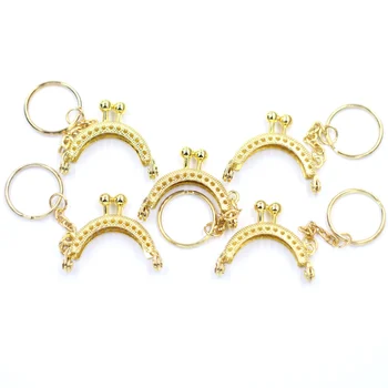 

4cm Mini Metal Purse Frame Shape Arch Half Round Kiss Clasp with Key Ring Sewing Holes 4 Colors Bag Lock Buckle Luggage Hardware