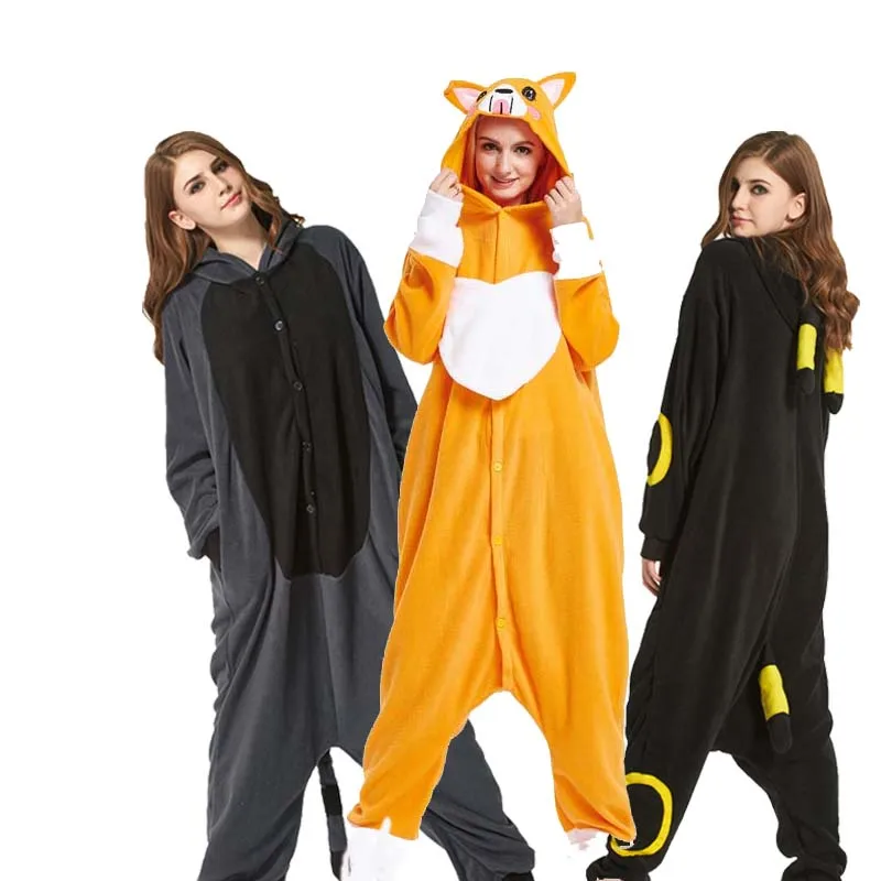 

Kigurumi Pajamas Cartoon For Adult Bear Dog Onesies Fleece For Halloween One-piece Mouse Pijama Tiger Fox Pyjamas Home Parties