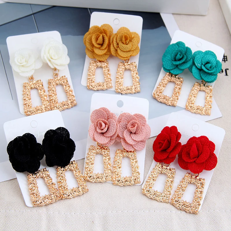 Drop-Earrings Flower Tassel Fashion Jewelry Geometric LATS Vintage Bohemian Long Women