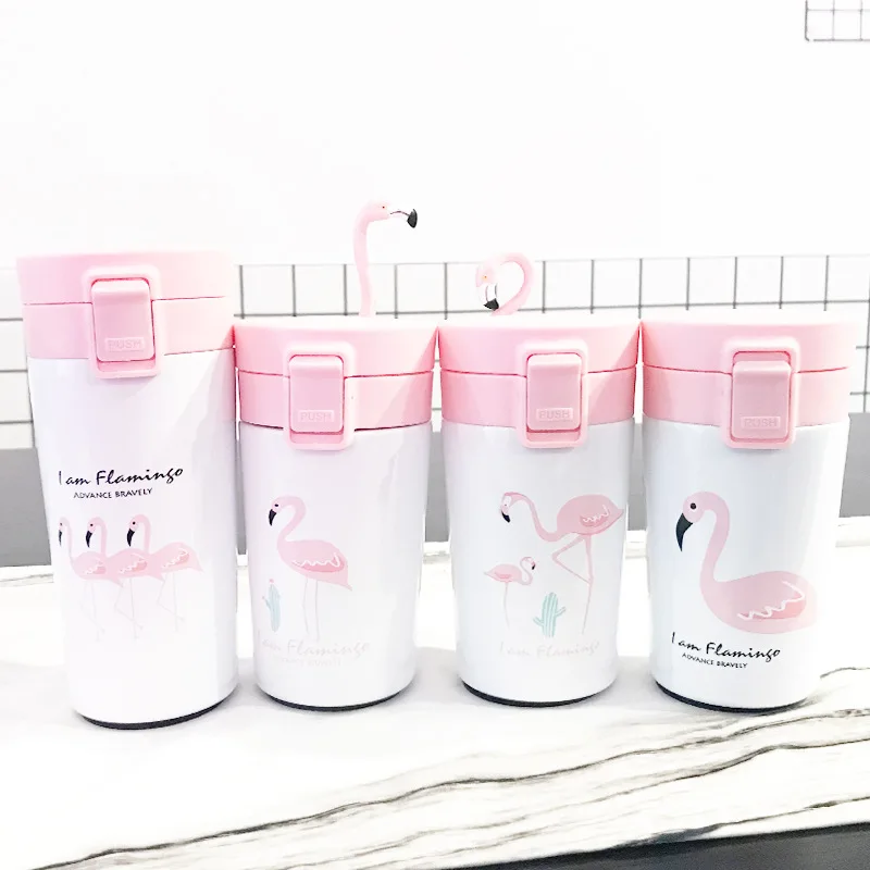 

Fashion Creative Flamingo Insulated Stainless Steel Bottle Spacious Business Coffee Cup Portable Cup Couples Students Glass