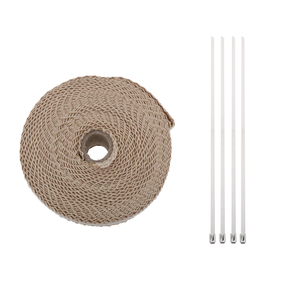 Motorcycle Cafe Racer Seat Brown +2' 32Ft Fiberglass Exhaust Heat Wrap Beige