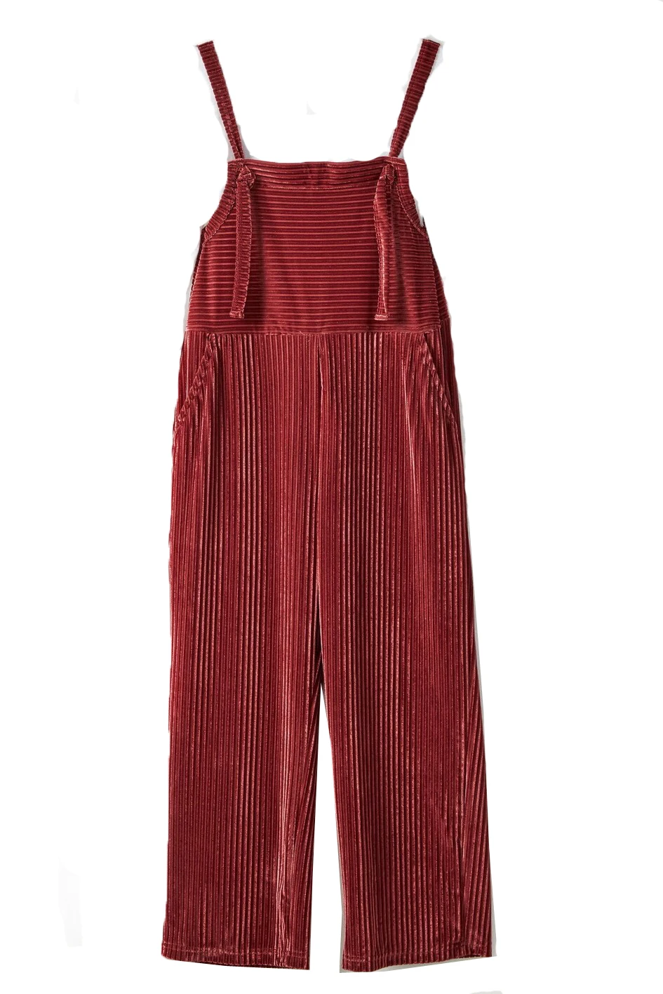 CupofSweet Kiddie/комбинезон для девочек; коллекция года; осенние штаны; Модные Повседневные детские комбинезоны без рукавов с широкими штанинами для девочек - Цвет: Red