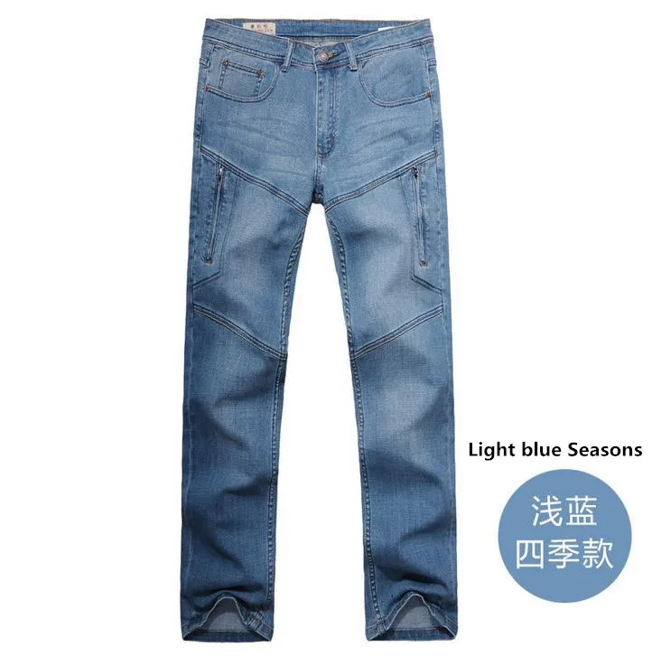 Jeans1226 Light blue Мужские джинсы стрейч прямые свободные черные брюки карго мужские джинсы из денима на молнии Новые Большие размеры 40 42 44 - Цвет: Jeans1226 Light blue