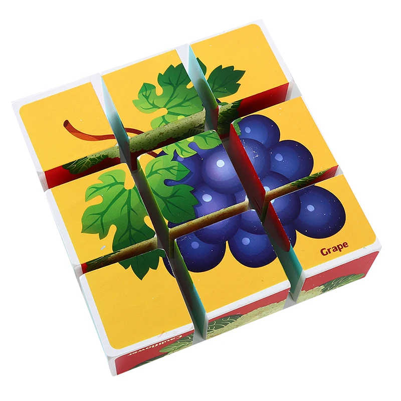 fruit and vegetable 3D деревянные головоломки игры Обучающие Развивающие игрушки для дети мультфильм животные деревянные головоломки Популярная игрушка - Цвет: fruit and vegetable
